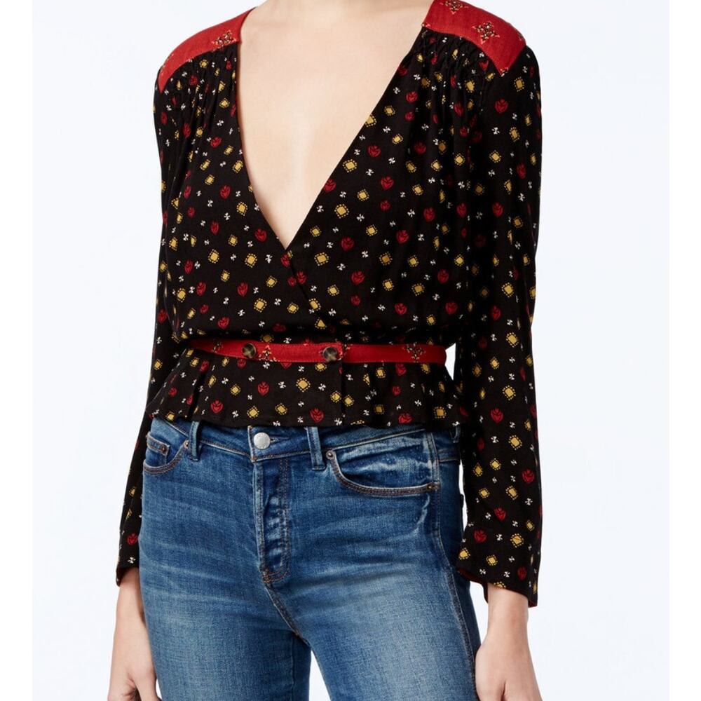 Free People Where We Roam Wrap Surplus Top Sz Large NWOT
